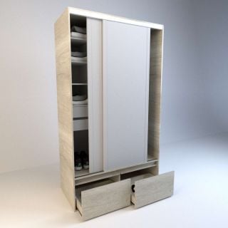 Placard Corredizo 1,20 2 Cajones 2 Zapateros Caoba Tabaco Tables