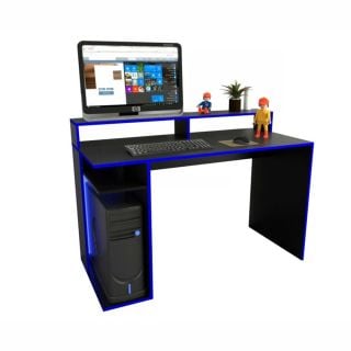Escritorio Gamer 1,29m - Negro C Filo Azul Tables