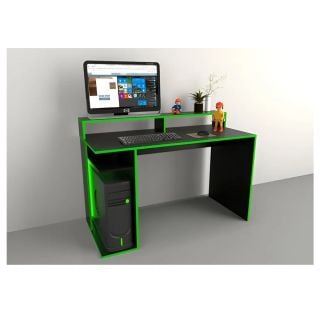 Escritorio Gamer 1,29m - Negro C Filo Verde Tables