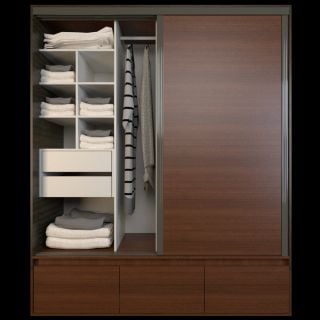 Placard Corredizo 1,80 2 Cajones 3 Zapateros Caoba Tabaco Tables