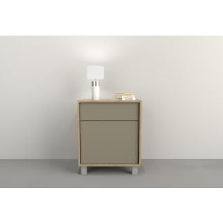 Mesa De Luz 1 Cajon 1 Puerta Olmo F. Gris C. Tables