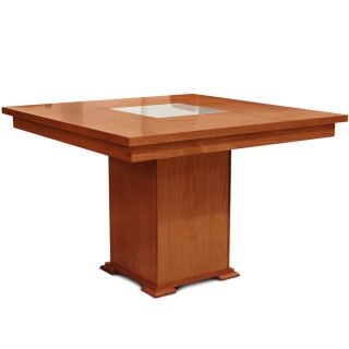 Mesa de Comedor Cuadrada 140 Euro Base Central Espácity lustre Cedro