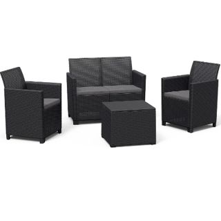 Set de Jardin Keter Emma 2 Sillas 1 Sillon 1 Mesa Graphite