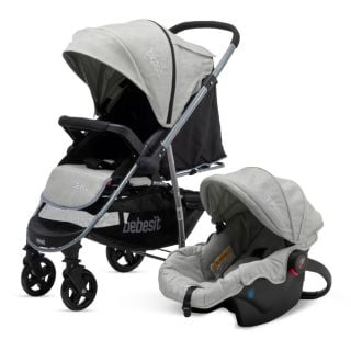 Cochecito Travel System Gris Claro con Manillar Rebatible