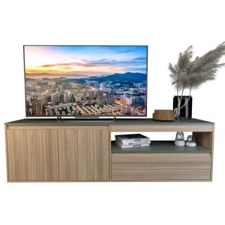 Rack Tv 1,745m. 1 Cajon 2 Puertas Nogal L.|gris C. Tables