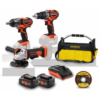 Combo Taladro + Llave de Impacto + Amoladora + Bolso