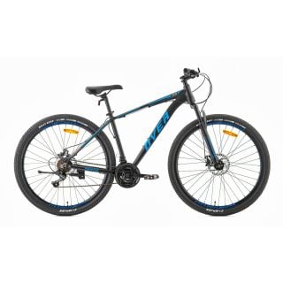 Bicicleta Mtb Overtech Fortis R29 Aluminio Full Shimano, 21V Freno A Disco, Con Suspensión, Negro/Azul M
