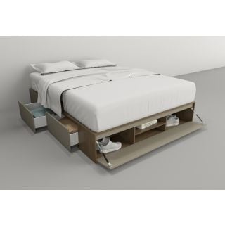 BOX 160 cm. TABLE´S (6443-CNG) 4 CAJ 1PTA REV NOGAL L./GRIS C.