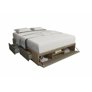 BOX 160 cm. TABLE´S (6443-COG) 4 CAJ 1PTA REV OLMO F./GRIS C.