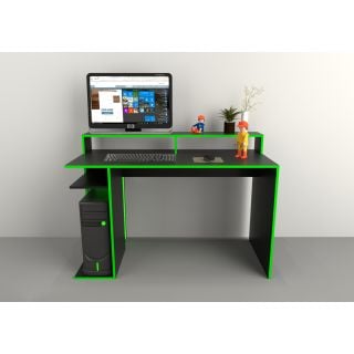 ESCRITORIO TABLE´S (3047-NFV) GAMER 1.29 Mts. NEGRO C/FILO VERDE