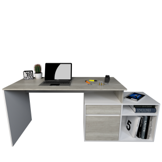 ESCRITORIO TABLE´S (3048-NCE) CON MUEBLE BAJO NEVADO/EVEREST