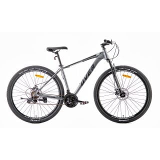 Bicicleta Mtb Overtech Fortis R29 Aluminio Full Shimano, 21V Freno A Disco, Con Suspensión, Gris/Negro L