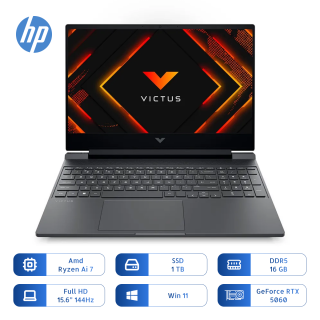 Notebook Hp Victus 15-fb3060 Ryzen Ai 7 350 1tb Ssd 16gb 15.6 Pulg 144hz Rtx 5060 Mica Silver
