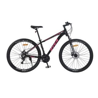 Bicicleta Mtb Overtech Fortis R29 Aluminio Full Shimano, 21V Freno A Disco, Con Suspensión, Negro/rosa S