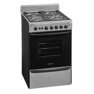 Cocina Inoxidable 60cm 4 Hornallas con Luz y Parrilla Longvie