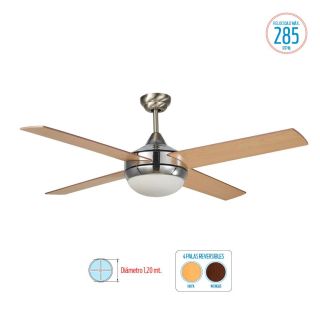 Ventilador de Techo Liliana 4 Palas de Madera Haya/Wengue 120cm 5 Velocidades Plafón
