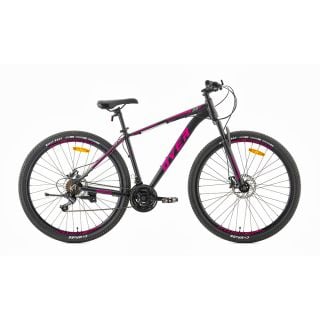 Bicicleta Mtb Overtech Fortis R29 Aluminio Full Shimano, 21V Freno A Disco, Con Suspensión, Negro/rosa M