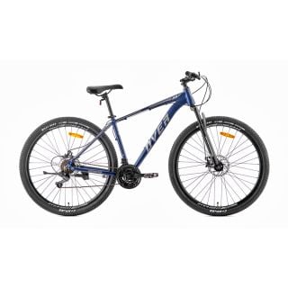 Bicicleta Mtb Overtech Fortis R29 Aluminio Full Shimano, 21V Freno A Disco, Con Suspensión, Azul/Gris M