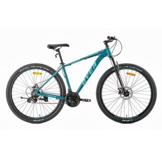 Bicicleta Mtb Overtech Fortis R29 Aluminio Full Shimano, 21V Freno A Disco, Con Suspensión, Turquesa oscuro/Celeste M
