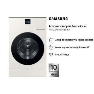 Lavasecarropas Samsung Bespoke IA 22Kg 8690 Inverter Blanco