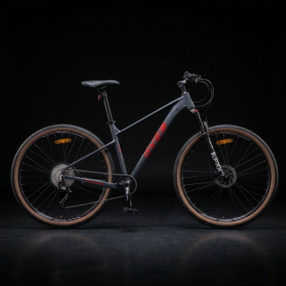 Bicicleta Mtb Overtech Peregrine GT R29 Aluminio 11V, Freno Hidraulico, Suspensión de Aire con Bloqueo, Gris/Rojo, Talle L