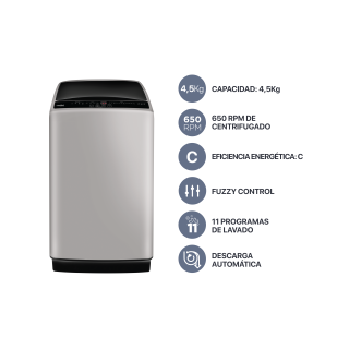 Lavarropas Automático Carga Superior 4.5 kg 650 RPM Ceniza Codini - AIAS4507BC