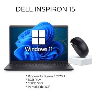 COMBO DELL INSPIRON 15 RYZEN 3 7320U/8GB/512GB SSD/15.6" FHD WIN11 CARBON BLACK + MOUSE INALAMBRICO