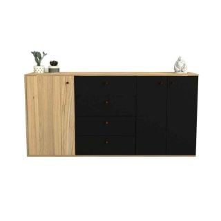Bahiut Vajillero 1.75m Tables 4 cajones 3 puertas 7010 Olmo-Negro