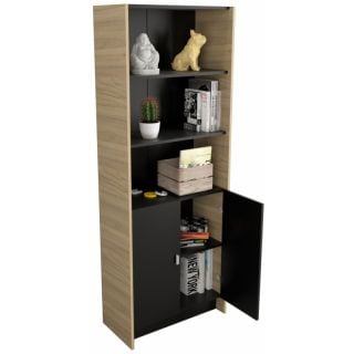 Estanteria Grande Con 2 puertas 70cm Tables 5 estantes Olmo-Negro