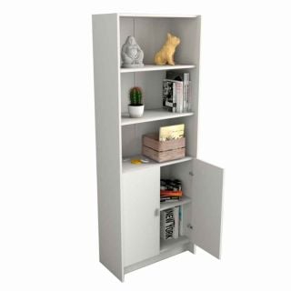 Estanteria Grande Con 2 puertas 70cm Tables 5 estantes Everest Blanco