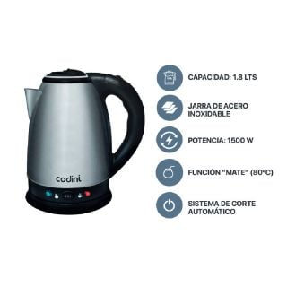 Pava Eléctrica Codini Corte Mate Acero Inoxidable 1.8lts