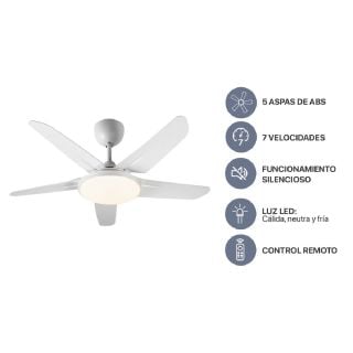 Ventilador de Techo Blanco 5 aspas Control Remoto 42" Codini - VTIAB42AB