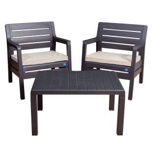 2 Sillones Individuales Paris + Mesa Paris Grafito